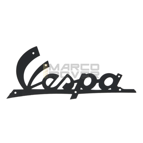 Targhetta , Scritta , " VESPA " Per lo Scudo Anteriore , Colore Nero , in Alluminio Sottile , Lunghezza 105 mm per Piaggio Vespa 125 VNB 1 , 2 , 3