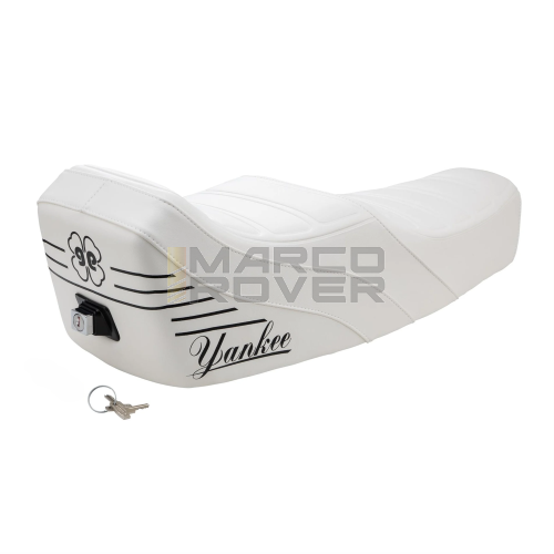 Sella Giuliari YANKEE , Bianca , Con Serratura e Chiave , per Piaggio Vespa PK , PK S , XL , FL , HP 