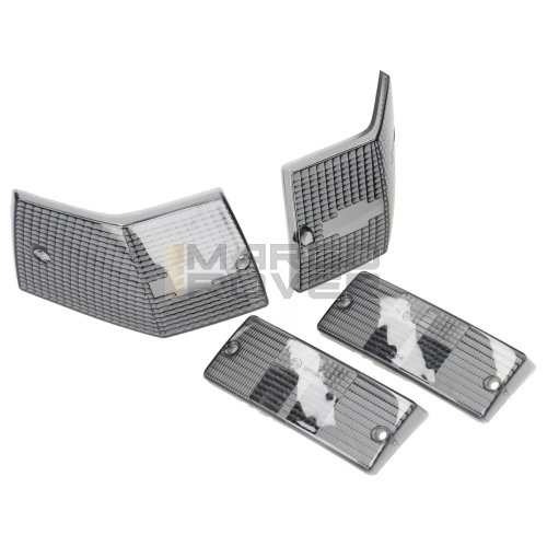 Kit lenti frecce indicatori di direzione - QUALITA' OEM set di 4 anteriori e posteriori per Vespa PX 80, PX 125, PX 150, PX 200, T5 125 cc - Nero fumè