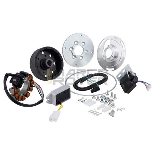 Accensione SIP ROAD "ANTICIPO FISSO" Cono 17 CORRENTE ALTERNATA -  per Vespa 125, V15-33, VM, VN1, volano ca.: 1250g in acciaio, 9 bobine, 12 magneti, 12V, AC 110 watt