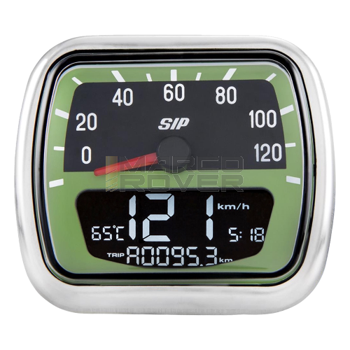 SIP 2.0 odometer and tachometer for Vespa V30-33, VM, VN, ACMA, VL - 120km/h, 12,000rpm, dial color: green/black