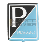 Logo PIAGGIO per nasello Vespa 125 GT, Sprint, Super -> 1967, 150 VBA, VBB, GL, GS VS5, Sprint, Super ->1967, 160 GS, 180SS, resinato, 37x47mm, adesivo, azzurro chiaro