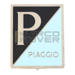 Logo PIAGGIO per nasello Vespa 125 VN2T, VNA, VNB, nero/azzurro, alluminio, 36x47 mm, scritta in rilievo, da incollare