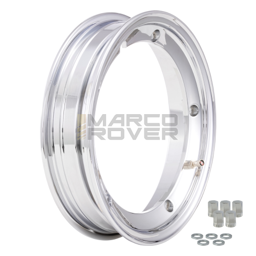 Tubeless 2.0 SIP chrome rim for Vespa 50-125 / PV / ET3 / PK / S / XL / XL2 / 125 GT-TS / 150 GL / GS VS5T / Sprint / V / T4 / Rally / PX / PE / LUSSO / T5 / LML STAR / DLX / DELUXE 2T / 4T, 2.10 x 10