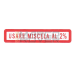 Adesivo "USARE MISCELA AL 2%", 55x10mm