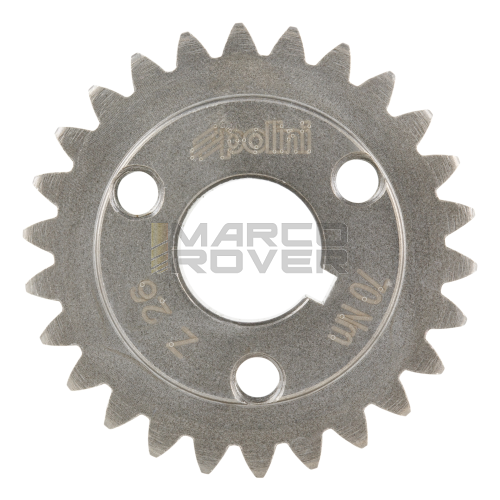 Pignone z= 26 per rapporti  27 - 69 POLINI EVOLUTION denti dritti, per Vespa 50, 90, 125 ET3 Primavera, PK