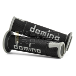 Manopole in gomma termoplastica bicomponente DOMINO nero / grigio , Road Racing