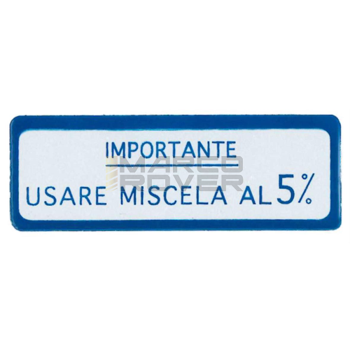 Adesivo "USARE MISCELA AL 5%", 60x20mm