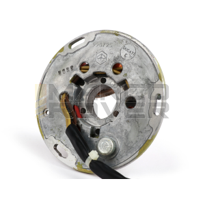 Statore a puntine - NOS - 12 V , 5 cavi CA , per Vespa PX , PX 125 - 150 con regolatore di tensione, con batteria ,  sistema di lampeggiamento a 4 luci, 2 x cavo giallo