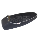 Sport racing saddle with hump, black with white piping - for Vespa PK S XL HP N Rush - NISA