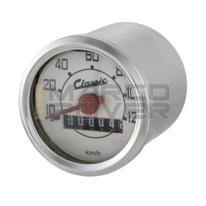 Contachilometri SIP manubrio foro tondo per Vespa 50 N , L , R - scala 120 km/h ,  sfondo bianco