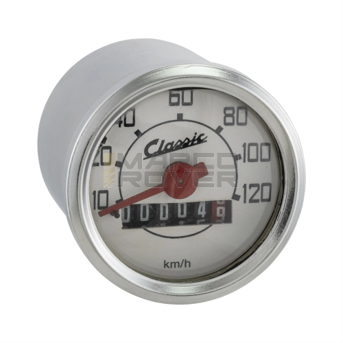 Contachilometri SIP manubrio foro tondo per Vespa 50 N , L , R - scala 120 km/h ,  sfondo bianco