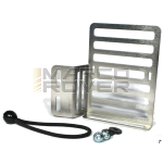 Porta bottiglia olio / portapacchi scudo gamba, acciaio inox, destro