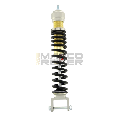 Ammortizzatore posteriore ARGENTO E NERO YSS Mono per Vespa 125 VNB4T-TS , 150 VBB2T-SUPER , 160 GS 2 ° , 180 SS , RALLY , PX80-200 , PE , T5 , corpo Argento / Oro , molla nera