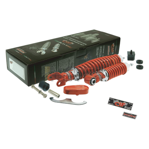 Kit coppia ammortizzatori ROSSI anteriore e posteriore  " SPORT TUNING ROSSO " per Vespa 50 Special L N R 125 primavera et3