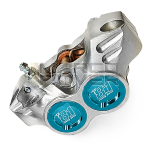 OTTOPUNTOUNO New Era brake caliper - 4 pistons, radial, 84mm hole spacing - CNC aluminum, silver and light blue anodized