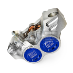 OTTOPUNTOUNO New Era brake caliper - 4 pistons, radial, 84mm hole spacing - CNC aluminum, silver and blue anodized