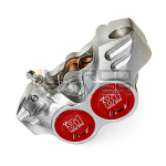 OTTOPUNTOUNO New Era brake caliper - 4 pistons, radial, 84mm hole spacing - CNC aluminum, silver and red anodized