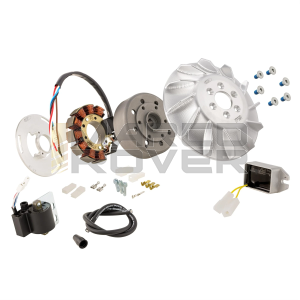 Accensione elettronica SIP PERFORMANCE by VAPE, STRADALE, per Vespa 125 VNA, VNB, GT, GTR, Super, TS 1°, 150 VBA, VBB, GL, Sprint, Super, volano ca.: 1600g in alluminio CNC, 9 bobine, 12 magneti, 12V, AC 110 watt, anticipo fisso