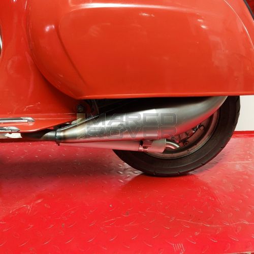 Espansione marmitta racing stampata VMC EVO RACER 52-S Vespa 50, 90, 125 ET3 Primavera - interasse 52mm - argento