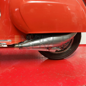 Espansione marmitta racing stampata VMC EVO RACER 52-S Vespa 50, 90, 125 ET3 Primavera - interasse 52mm - argento