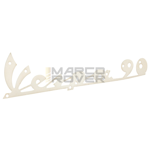 Targhetta " vespa 90 " 135 x 35 mm per scudo anteriore cromata fissaggio 7 rivetti