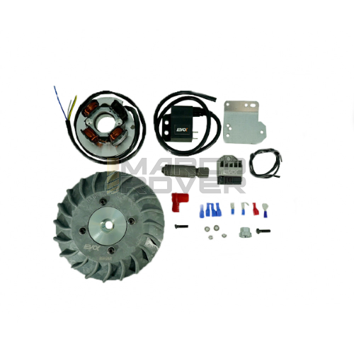 Kit Accensione Elettronica EVOK IRON SPARK cono Ø 19 mm , Volano ricavato dal pieno per Piaggio Vespa 50 N , L , R , Special , 125 , Primavera , ET3 , PK