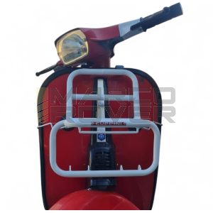 Portapacchi CUPPINI anteriore  BIANCO  ** CON PREDISPOSIZIONE FARETTI ** Per Piaggio Vespa SMALL FRAME tipo 50 Special , N , L , R, 125 ET3 , Primavera , Pk , HP