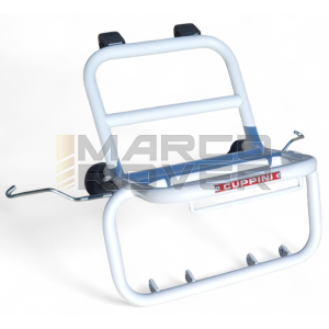 Portapacchi CUPPINI anteriore  BIANCO  ** CON PREDISPOSIZIONE FARETTI ** Per Piaggio Vespa SMALL FRAME tipo 50 Special , N , L , R, 125 ET3 , Primavera , Pk , HP