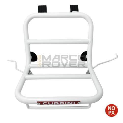 Portapacchi CUPPINI anteriore BIANCO , Versione Più Piccola , Per Piaggio Vespa SMALL FRAME tipo 50 Special , N , L , R, 125 ET3 , Primavera , Pk , HP