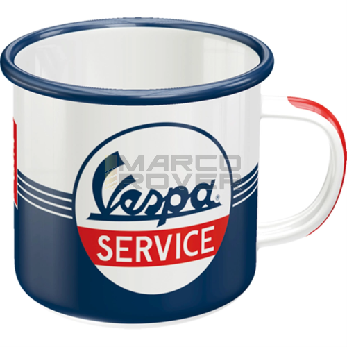 Tazza smaltata “Vespa Service” – tazza vintage da 360 ml in acciaio smaltato