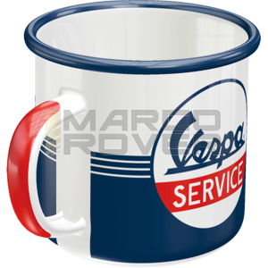 Tazza smaltata “Vespa Service” – tazza vintage da 360 ml in acciaio smaltato