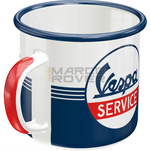 Tazza smaltata “Vespa Service” – tazza vintage da 360 ml in acciaio smaltato