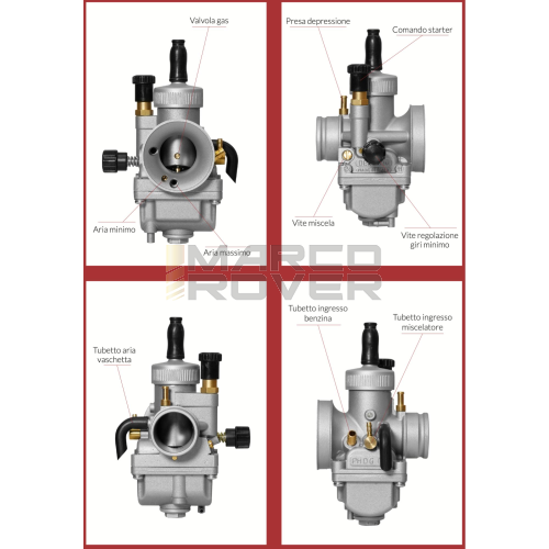 Carburatore Dell'Orto 24 PHDG BD , Modello Racing , per Piaggio Vespa 50 Special , N , L , R , 90 , 125 Primavera , ET3 , PK 50 , 125 , Ciao , Si , Bravo , Boxer