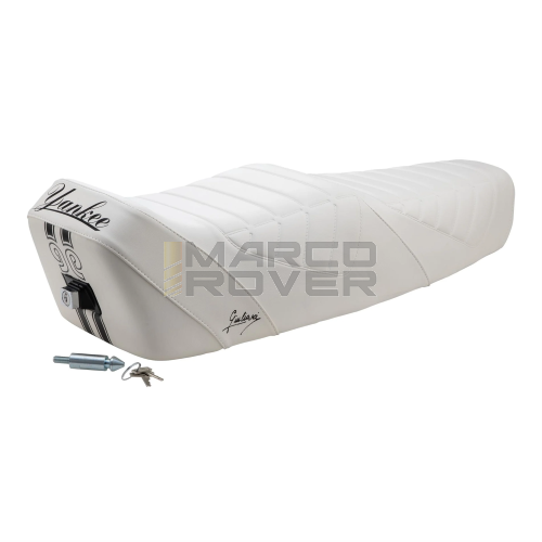 Sella Giuliari YANKEE , Bianca , Con Serratura e Chiave , per Piaggio Vespa PX , PE 80 , 125 , 150 , 200 , Sprint 