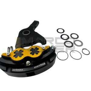 Kit freno a disco Crimaz con Pinza MAXIMA SX e supporto pinza in acciaio CRIMAZ per forcella ZIP per Vespa 50 Special L N R 90 125 primavera et3  PK S