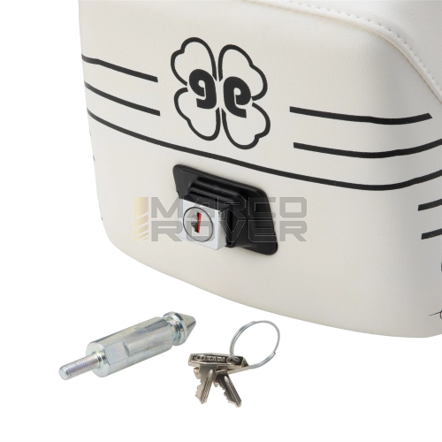 Sella Giuliari YANKEE , Bianca , Con Serratura e Chiave , per Piaggio Vespa 50 Special , N , L , R , 90 SS , 125 Primavera , ET3
