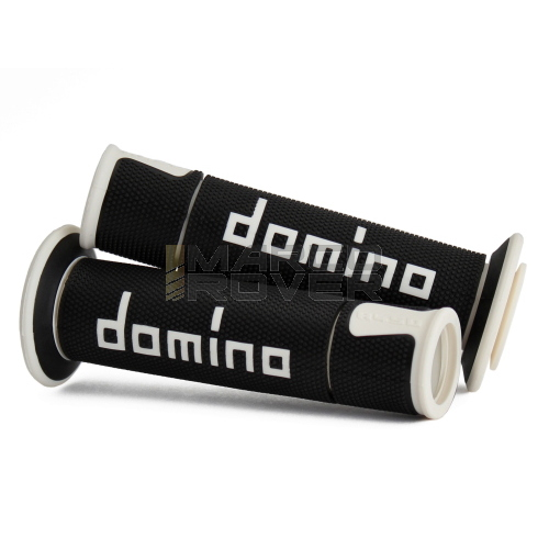 Manopole in gomma termoplastica bicomponente DOMINO nero / bianco , Road Racing
